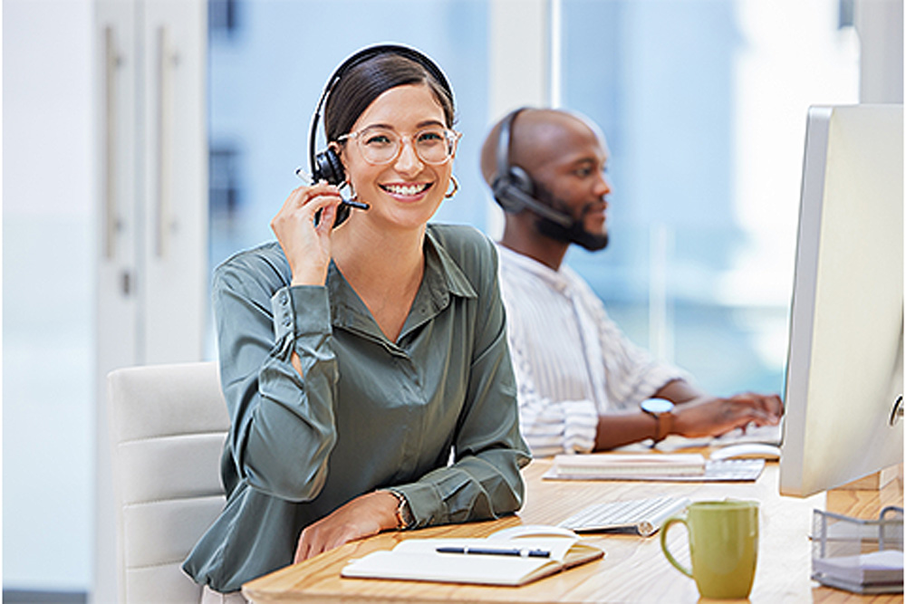 Customer service woman on headset