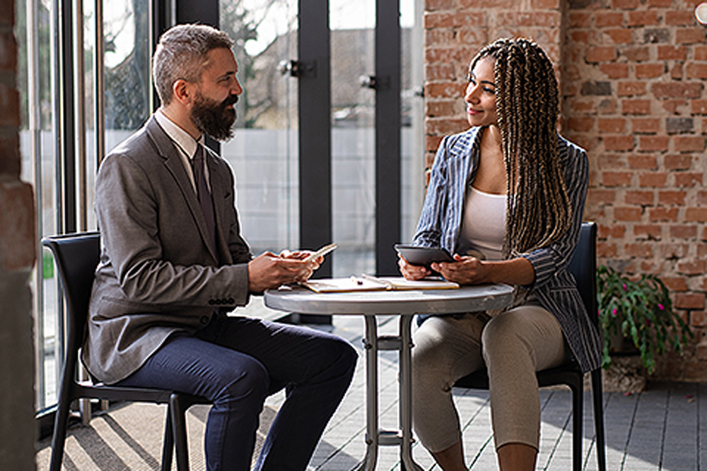 Two people in a professional consultation